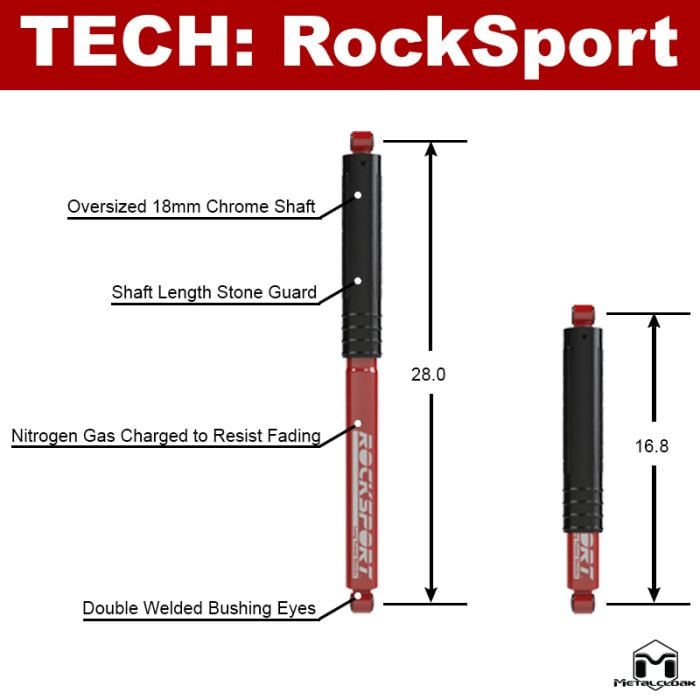 RockSport RED Long Travel Shock, JT Gladiator, Rear, Pair