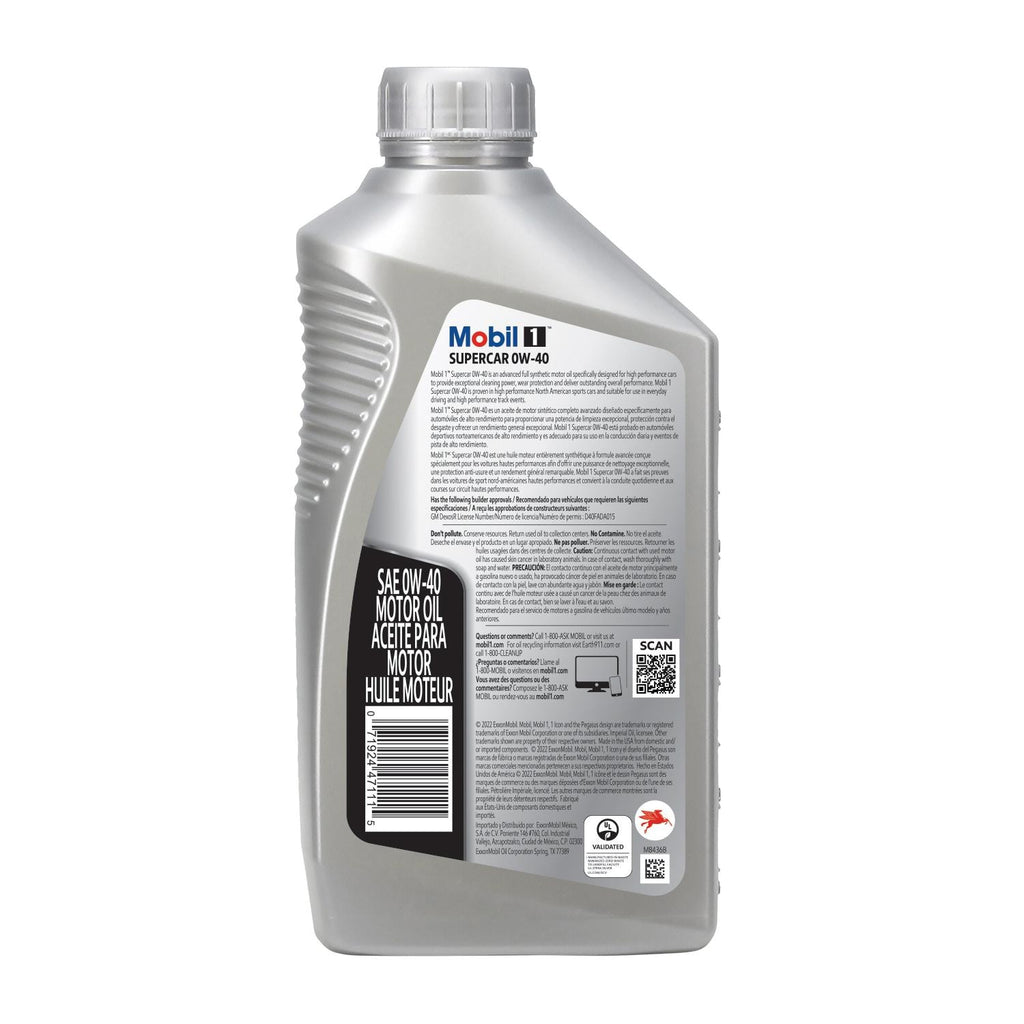 Mobil 1 Full Synthetic Engine Oil 0W-40 1 Quart