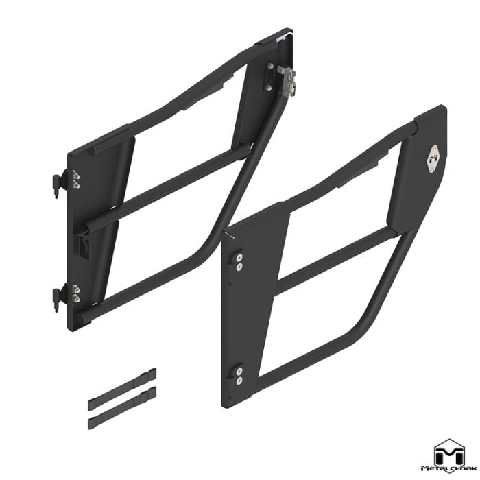 Aluminum Open Frame Tube Doors, JL & JT, Rear, Pair