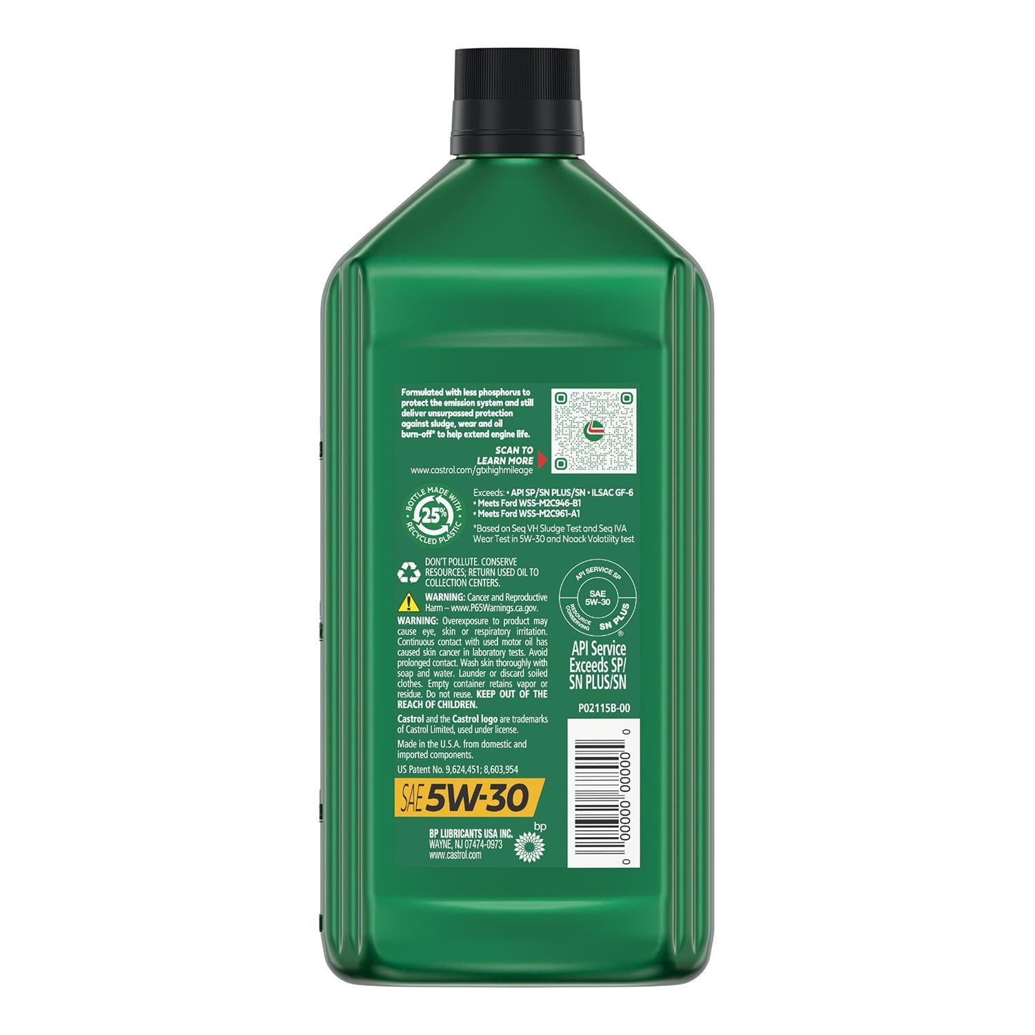 Castrol GTX High Mileage Synthetic Blend Engine Oil 5W-30 1 Quart