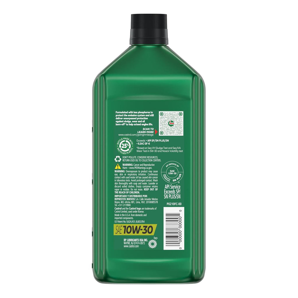 Castrol GTX High Mileage Synthetic Blend Engine Oil 10W-30 1 Quart