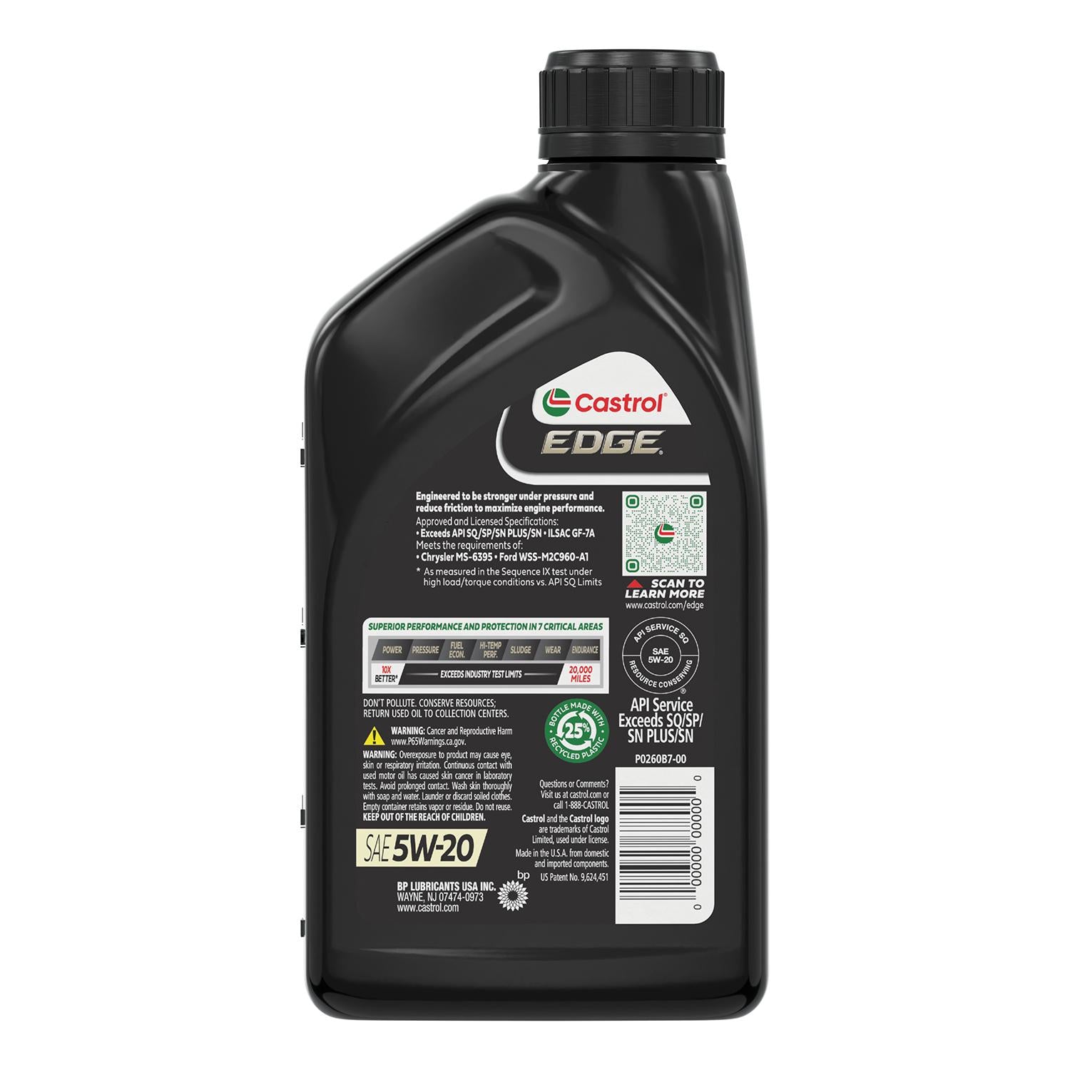 Castrol EDGE Full Synthetic Engine Oil 5W-20 1 Quart
