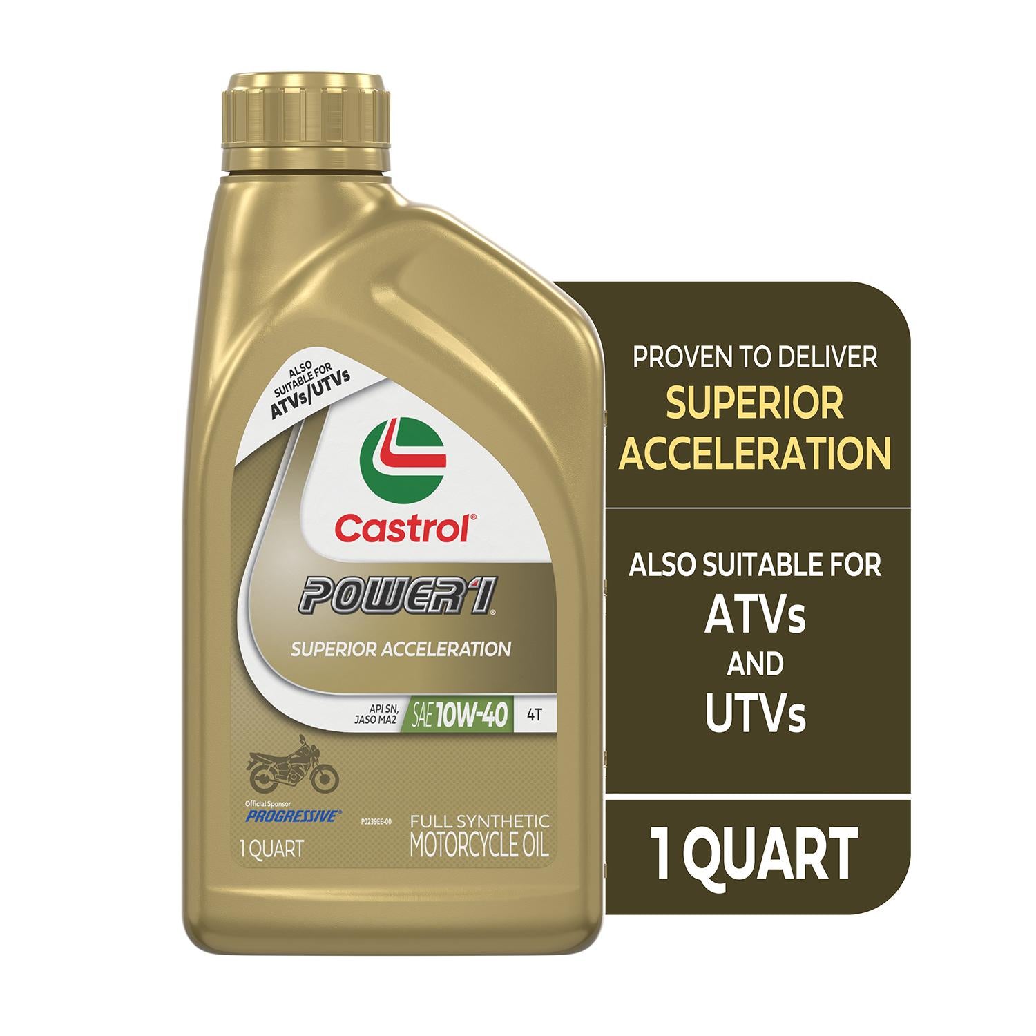 Castrol Power1 Motorcycle Full Synthetic Engine Oil 10W-40 1 Quart