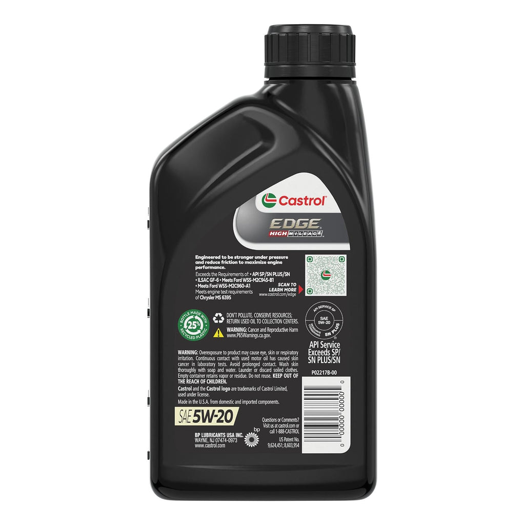 Castrol EDGE High Mileage Full Synthetic Engine Oil 5W-20 1 Quart