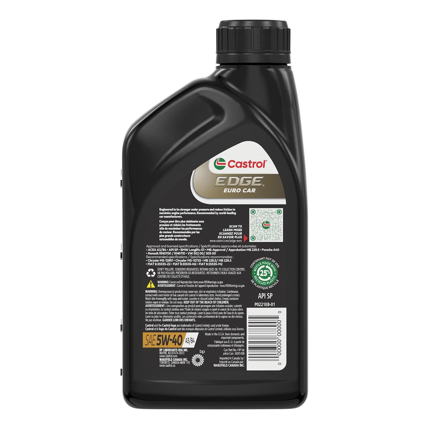 Castrol EDGE Full Synthetic Engine Oil 5W-40 1 Quart