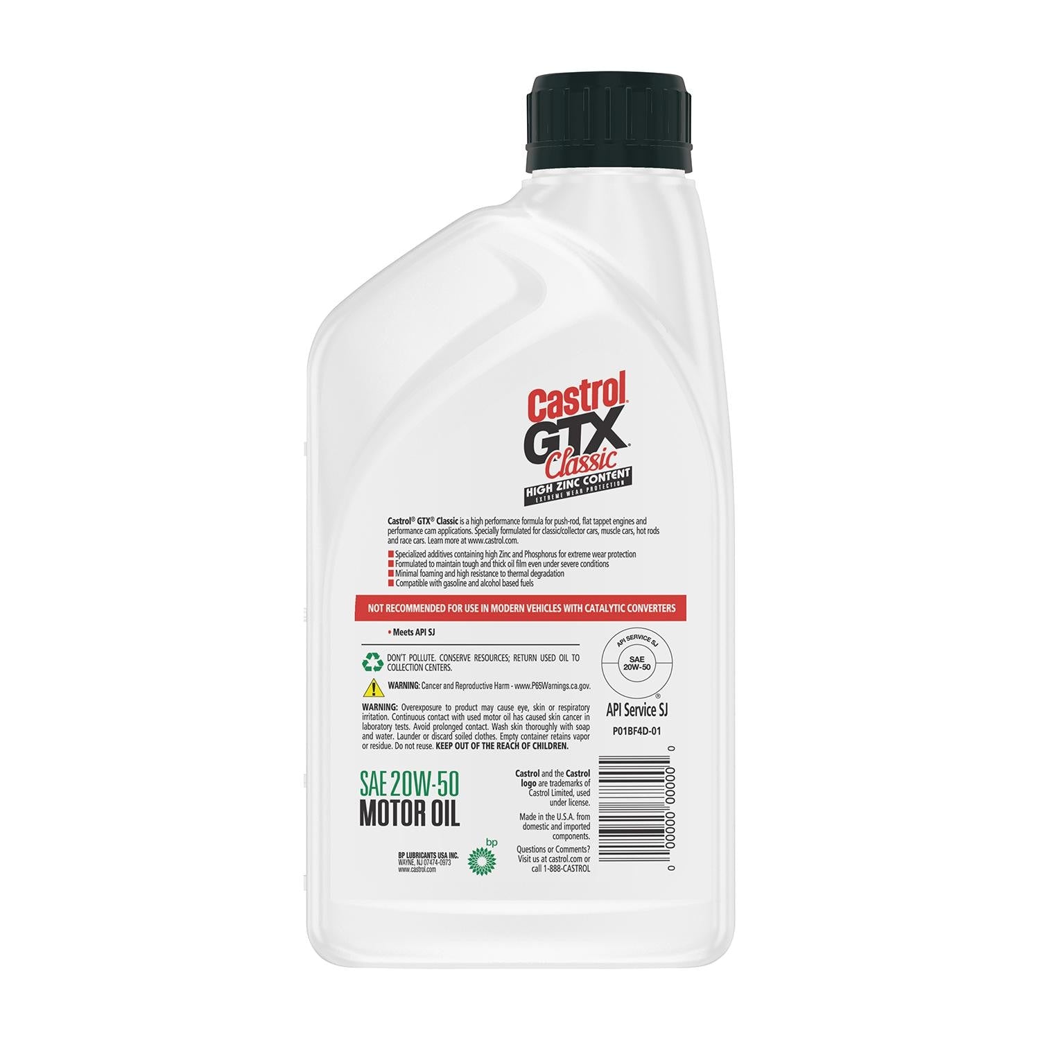 Castrol GTX Conventional Engine Oil 20W-50 1 Quart