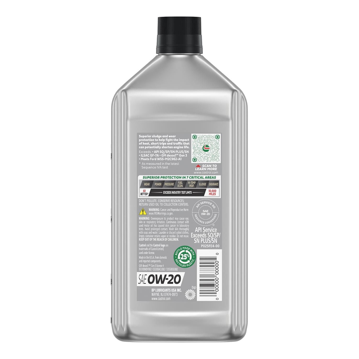 Castrol GTX Full Synthetic Engine Oil 0W-20 1 Quart