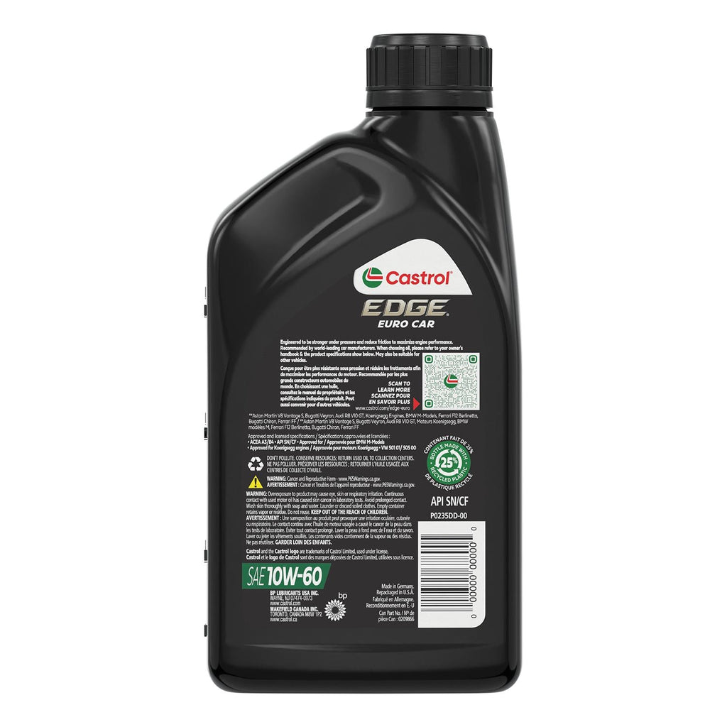 Castrol EDGE Full Synthetic Engine Oil 10W-60 1 Quart