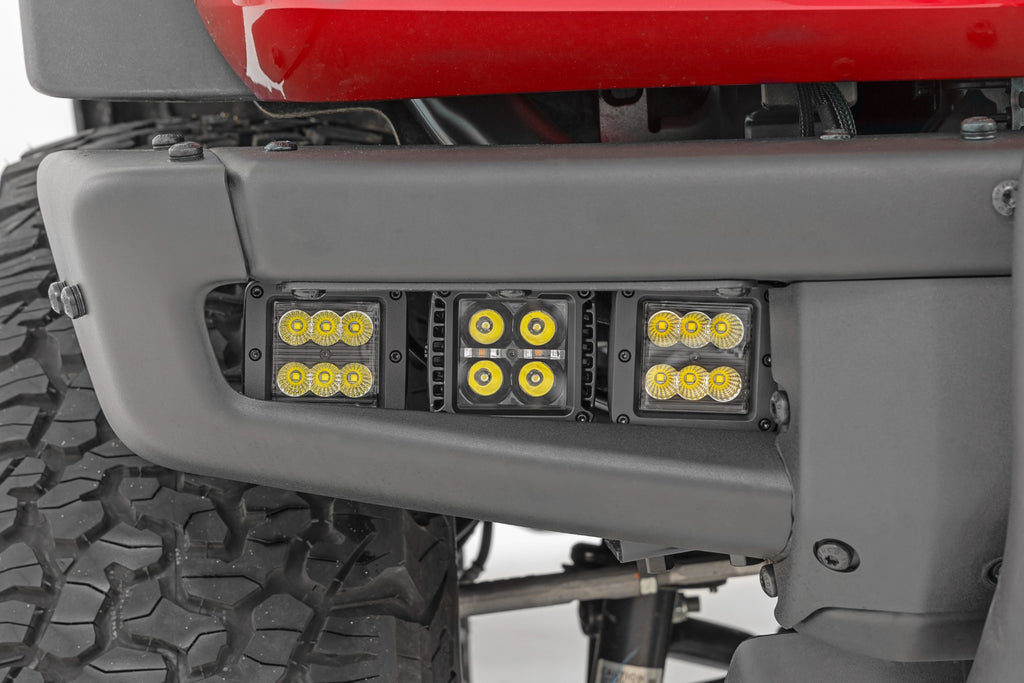 LED Light Kit | Fog Mount | Triple 2" Black Pair | Flood | Ford Bronco (21-26)