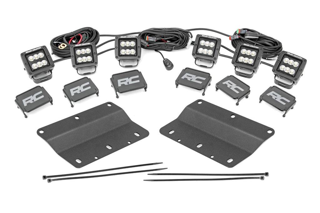 LED Light Kit | Fog Mount | Triple 2" Black Pair | Flood | Ford Bronco (21-26)
