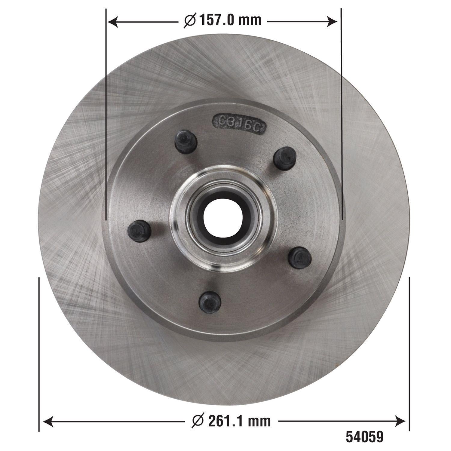 Disc Brake Rotor and Hub Assembly 54059