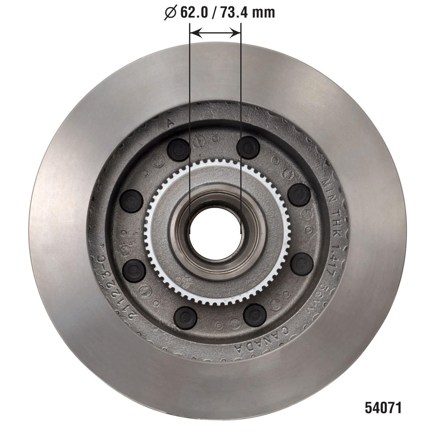Disc Brake Rotor and Hub Assembly 54071