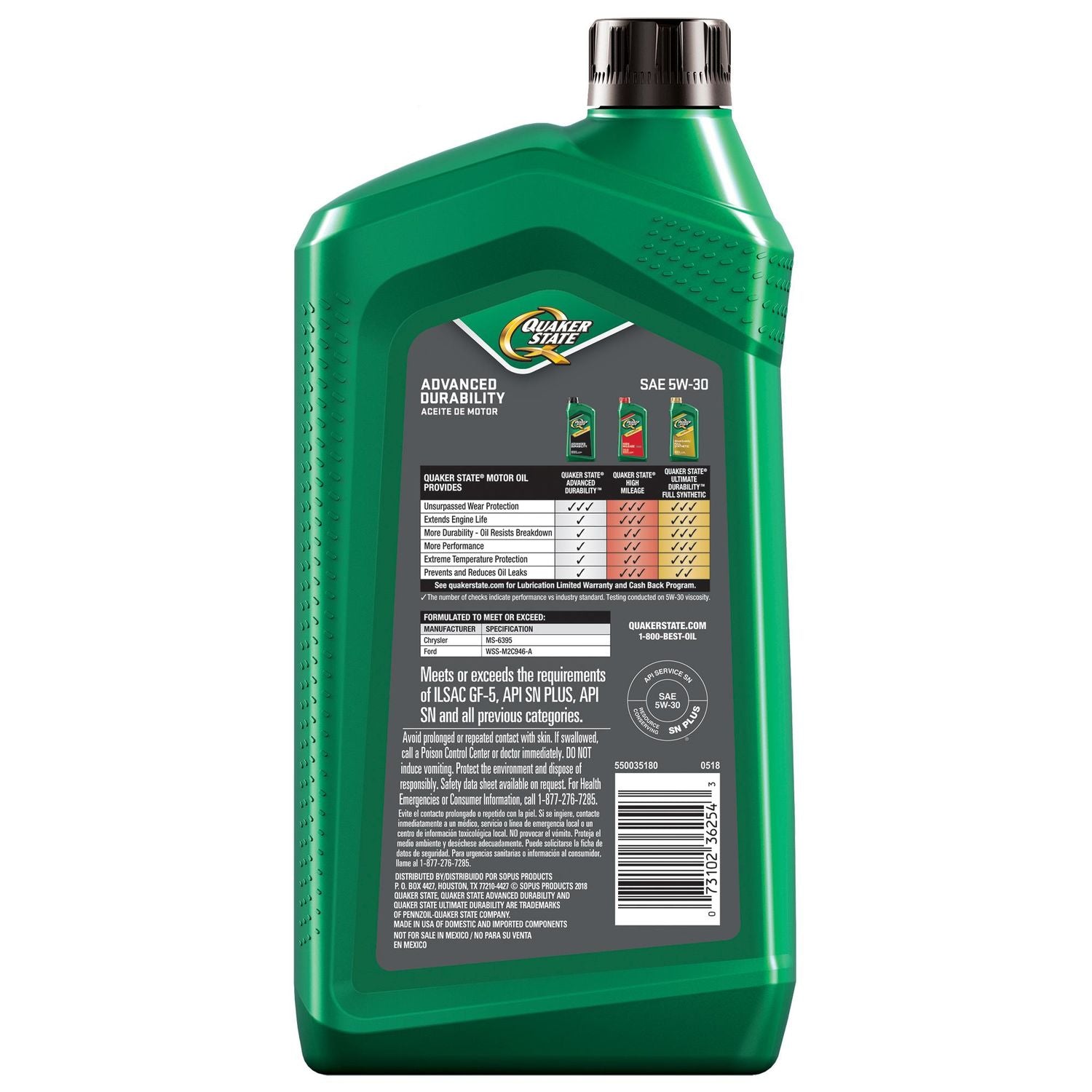 Quaker State Advanced Durability Motor Oil SAE 5W-30