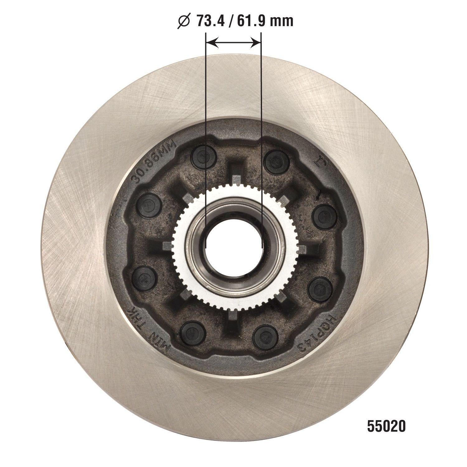 Disc Brake Rotor and Hub Assembly 55020