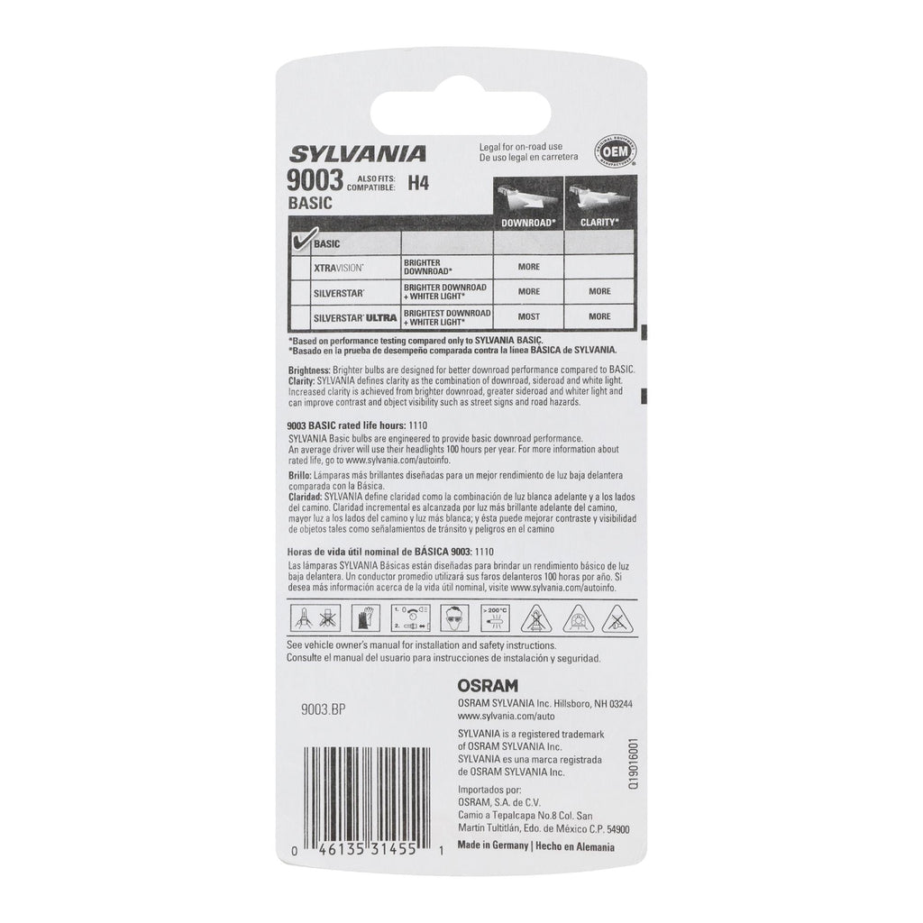 Sylvania Basic Headlight and Fog Light Bulb 9003