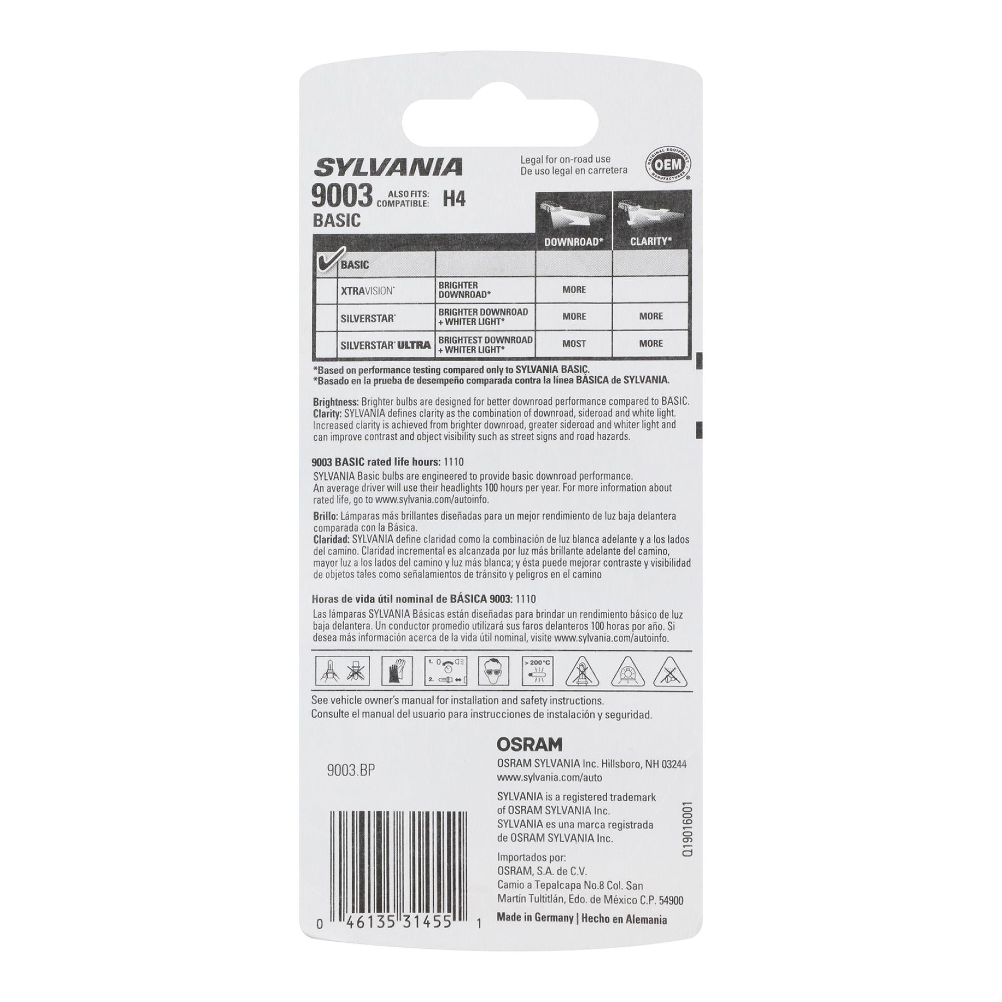 Sylvania Basic Headlight and Fog Light Bulb 9003