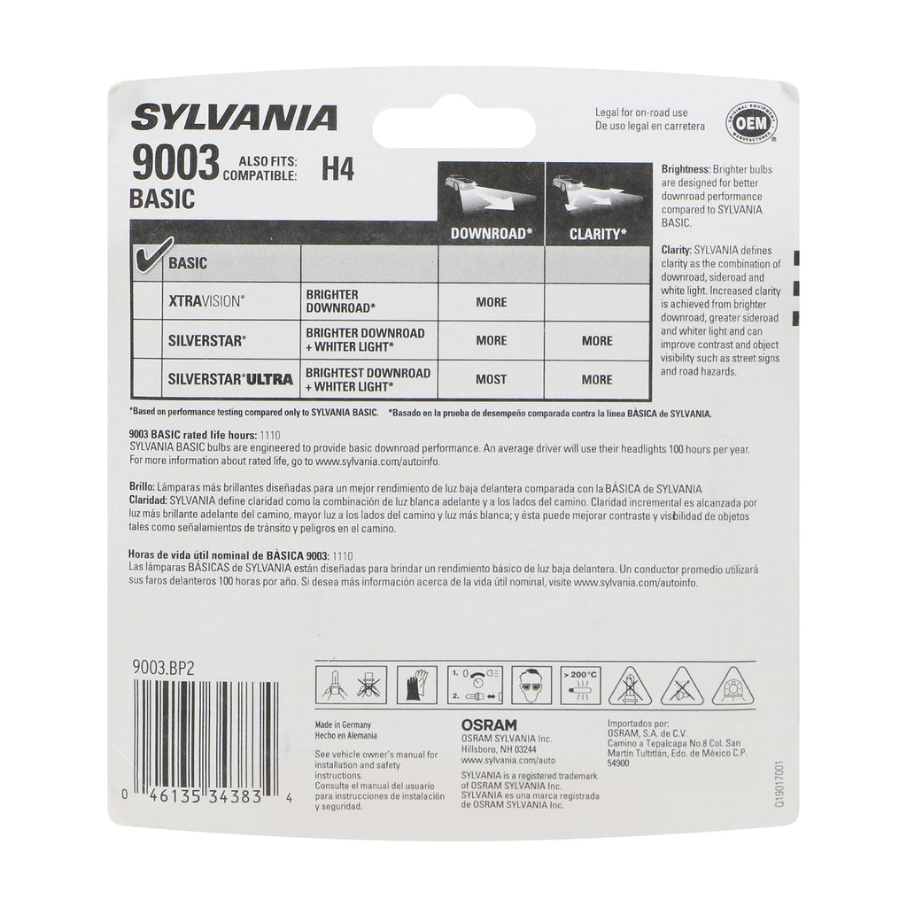 Sylvania Basic Headlight and Fog Light Bulb 9003-2