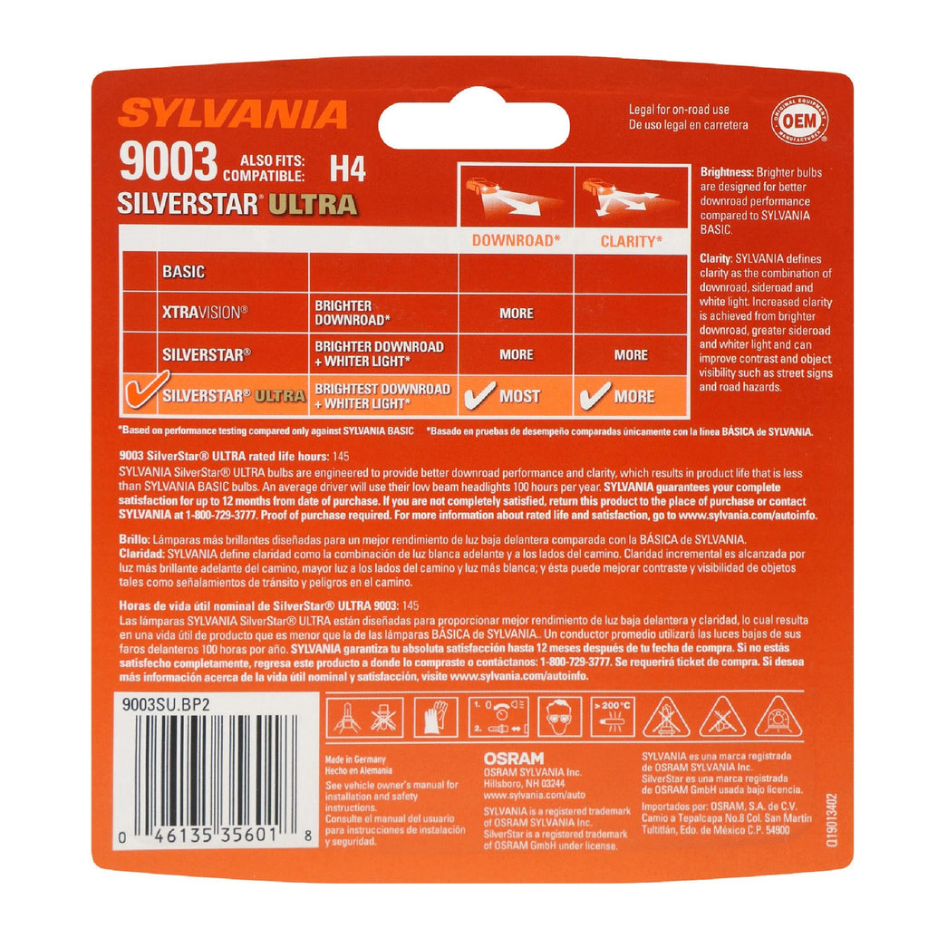 SilverStar Ultra Headlight and Fog Light Bulb 9003SU-2