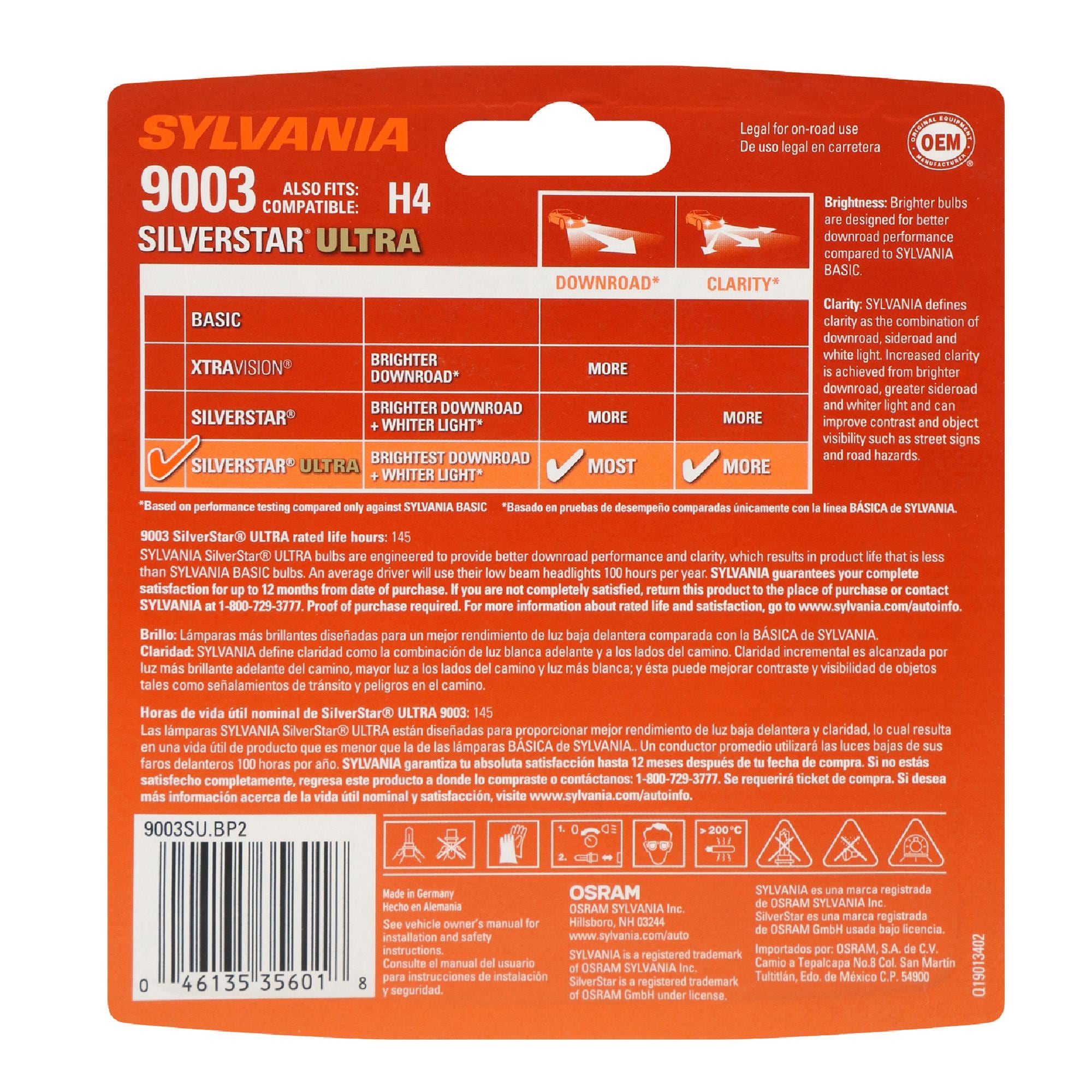 SilverStar Ultra Headlight and Fog Light Bulb 9003SU-2