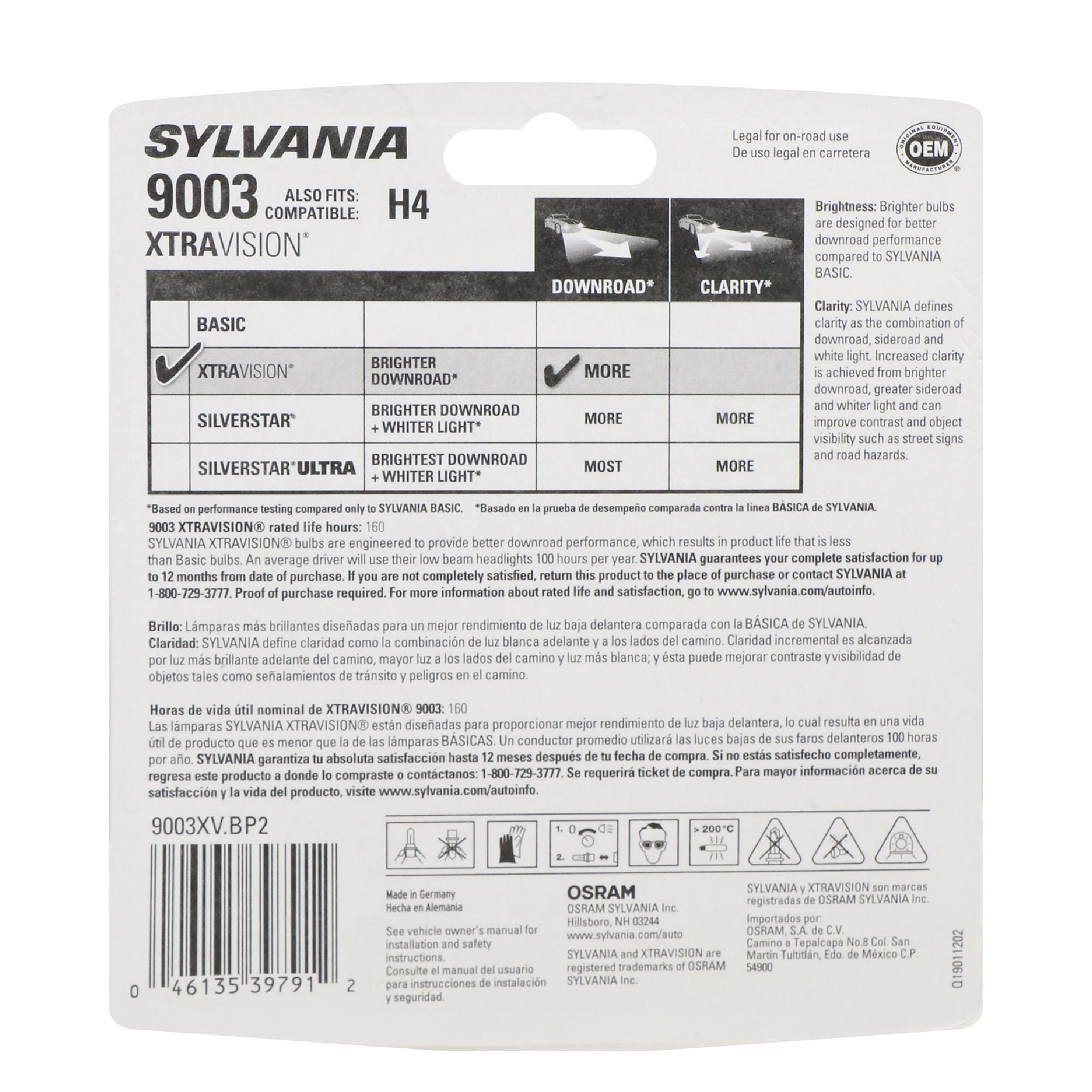 Sylvania XtraVision Headlight Bulb 9003XV-2