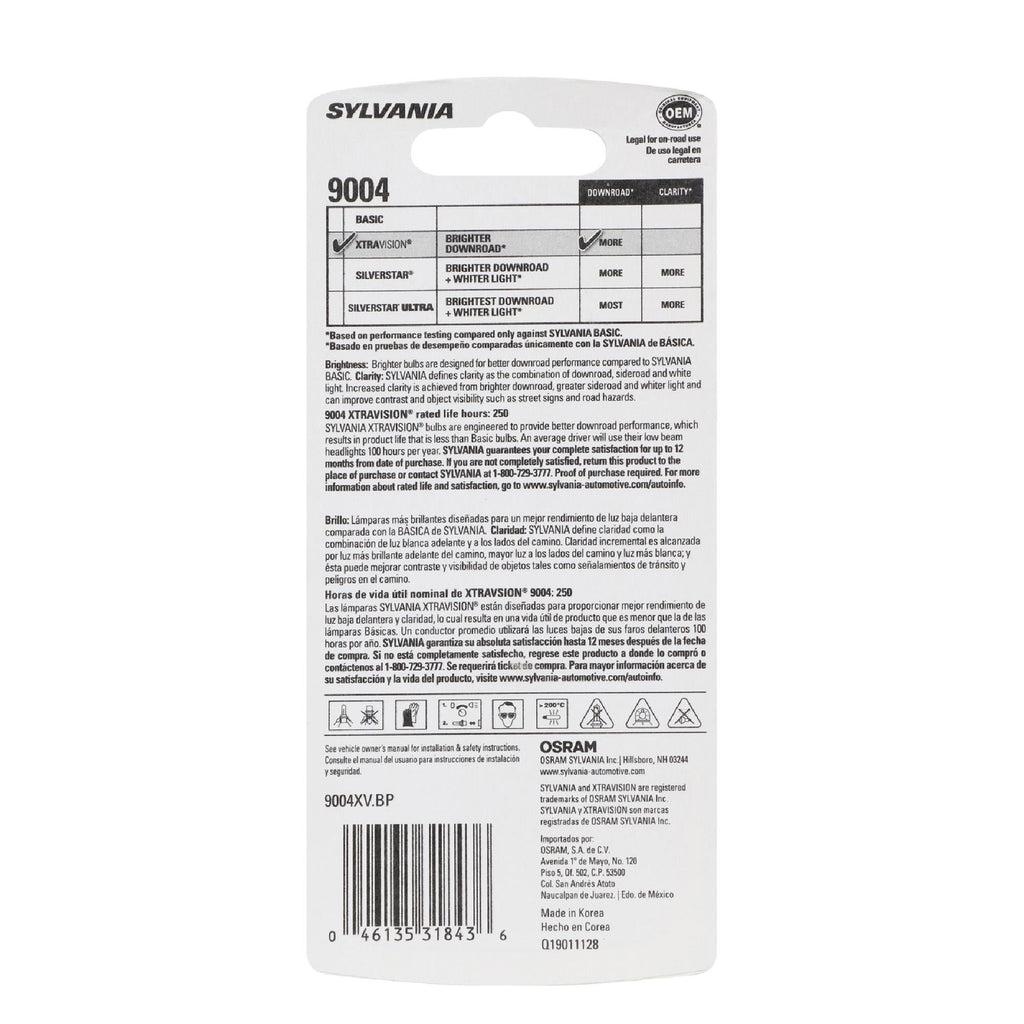 Sylvania XtraVision Headlight Bulb 9004-XV