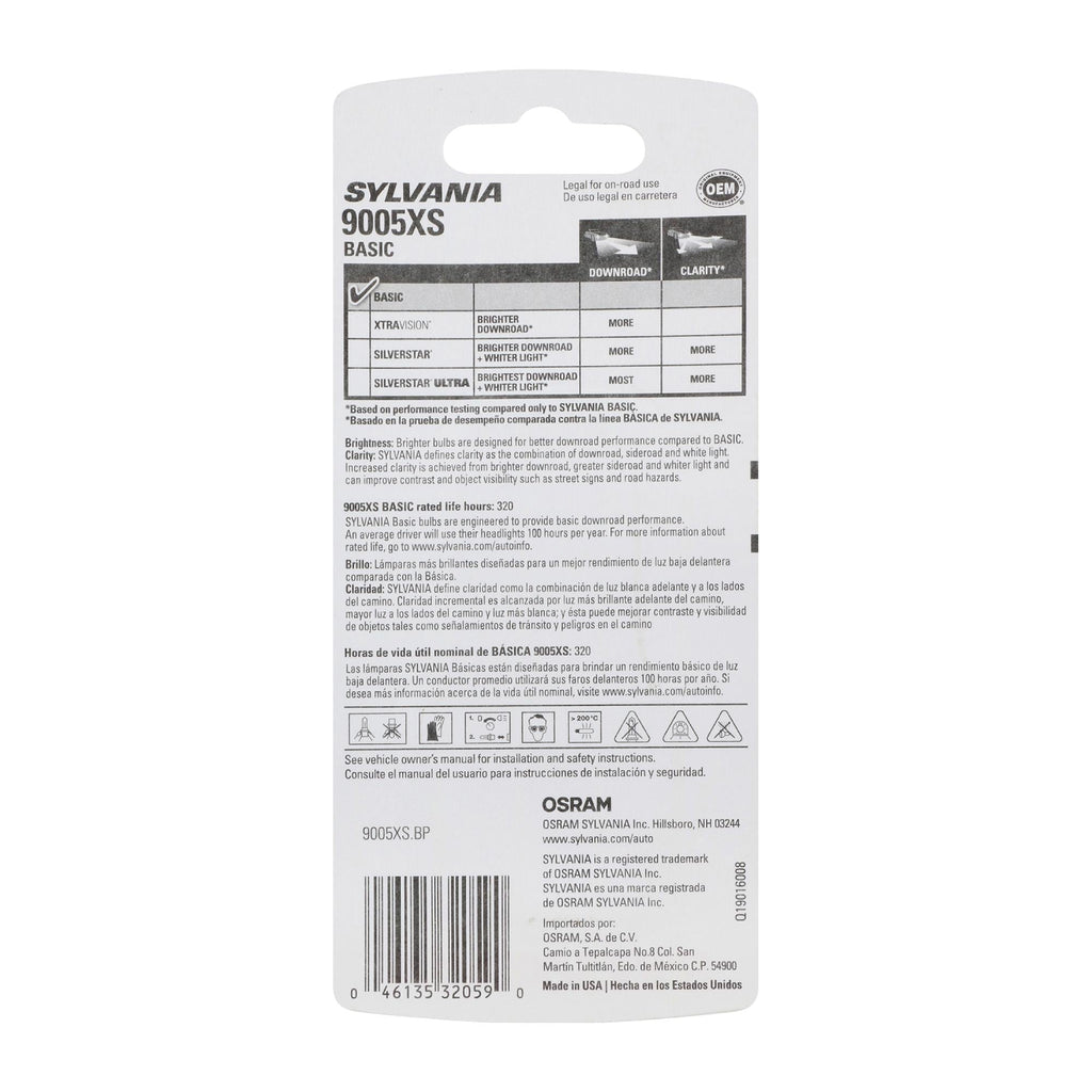 Sylvania Basic Headlight Bulb 9005XS
