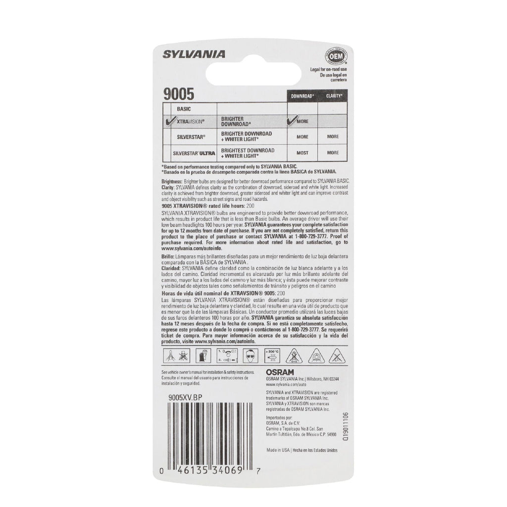 Sylvania XtraVision Headlight Bulb 9005XV