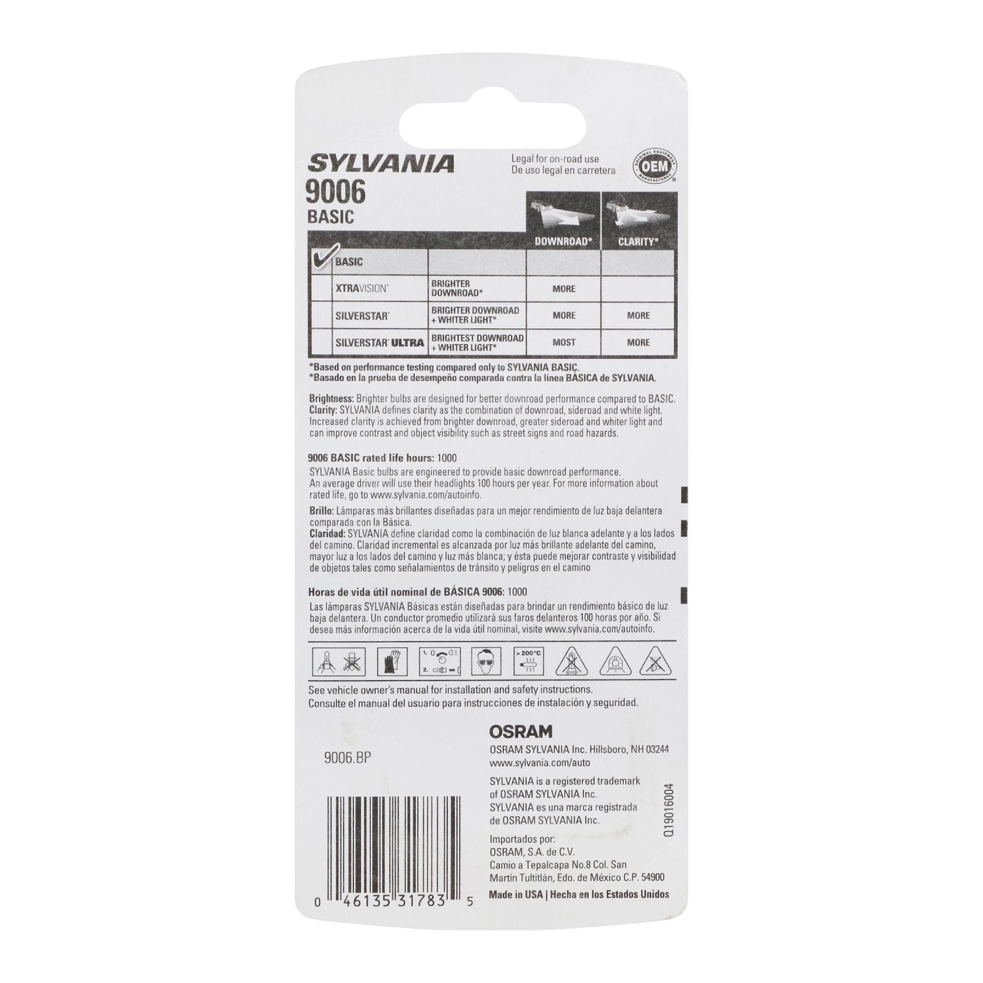 Sylvania Basic Headlight Bulb 9006