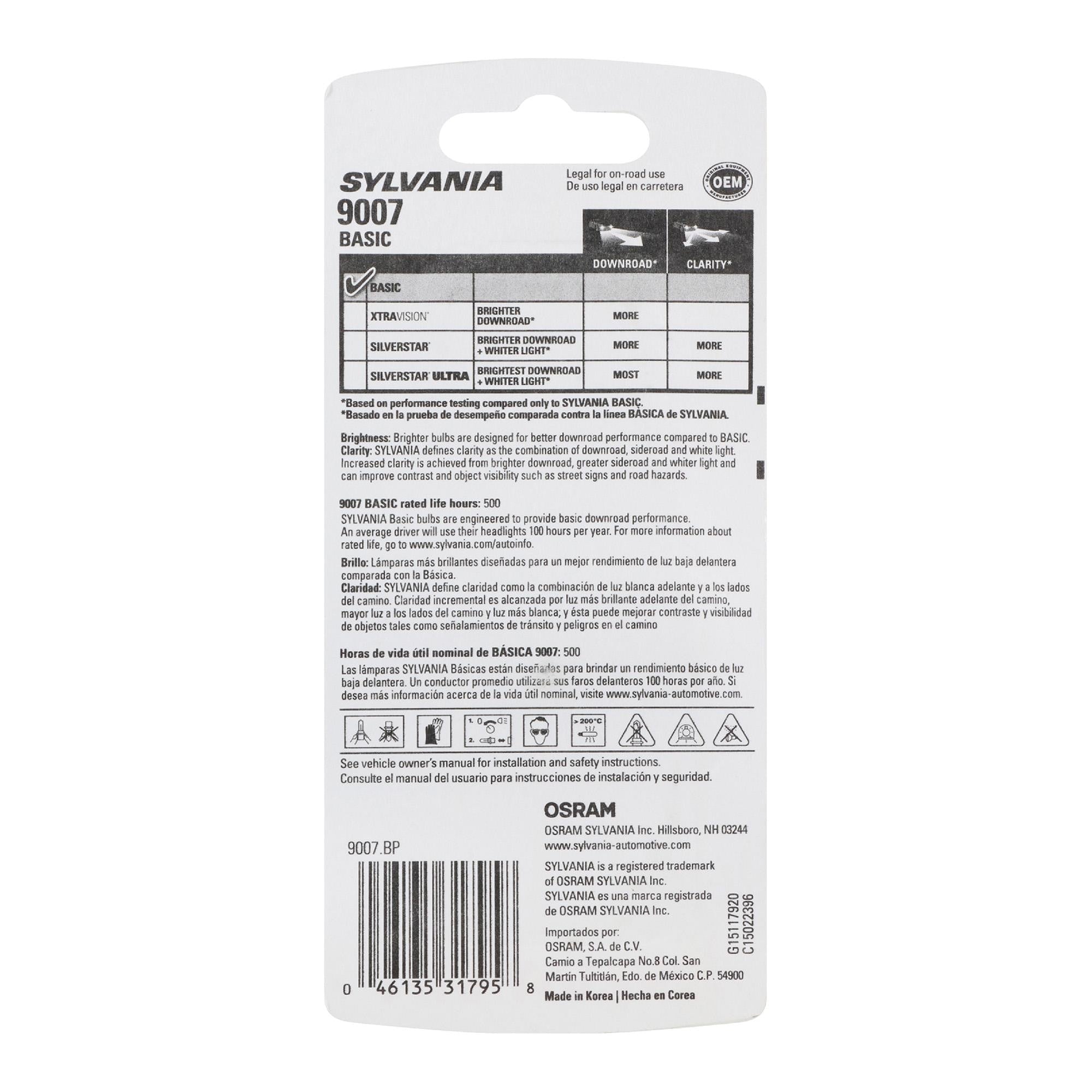 Sylvania Basic Headlight Bulb 9007