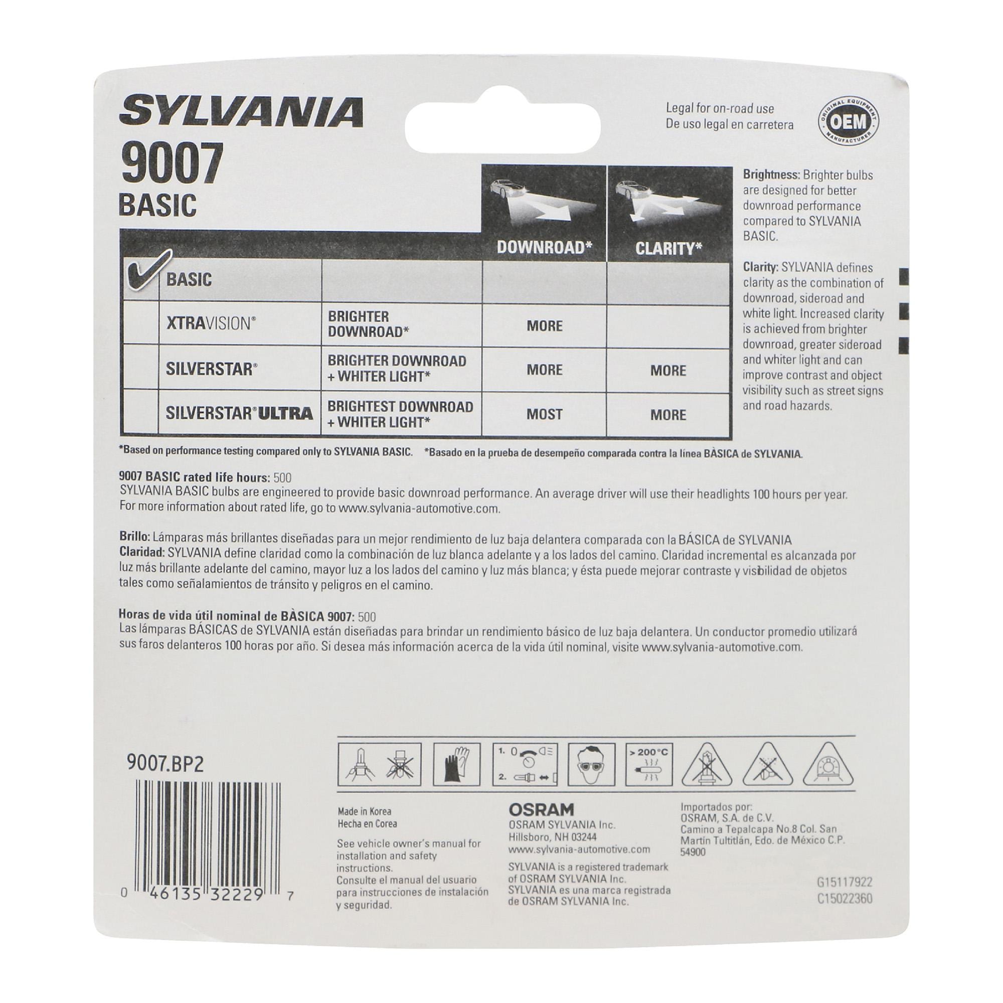 Sylvania Basic Headlight Bulb 9007-2