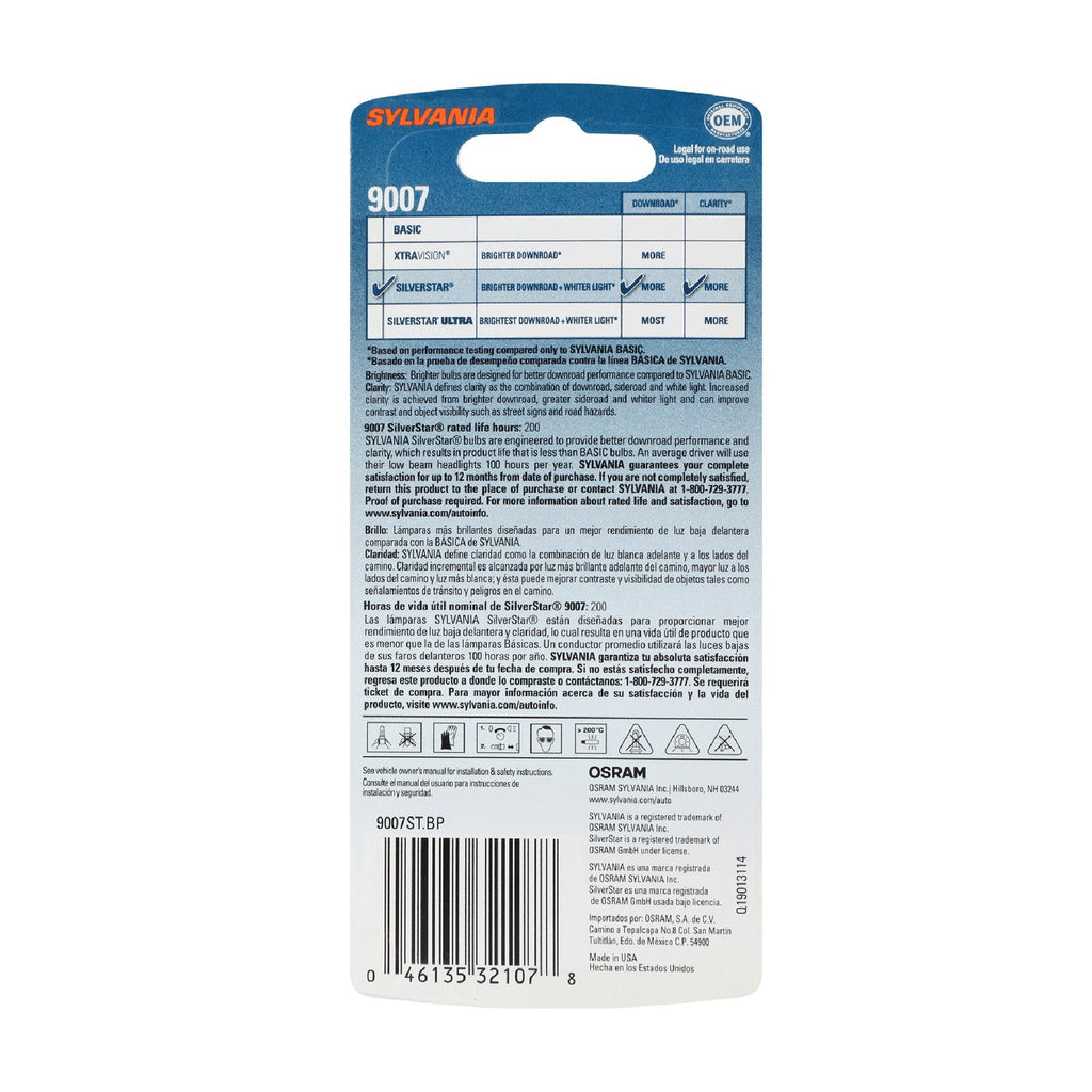 SilverStar Headlight and Fog Light Bulb 9007ST