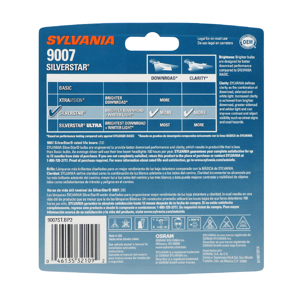 SilverStar Headlight and Fog Light Bulb 9007ST-2
