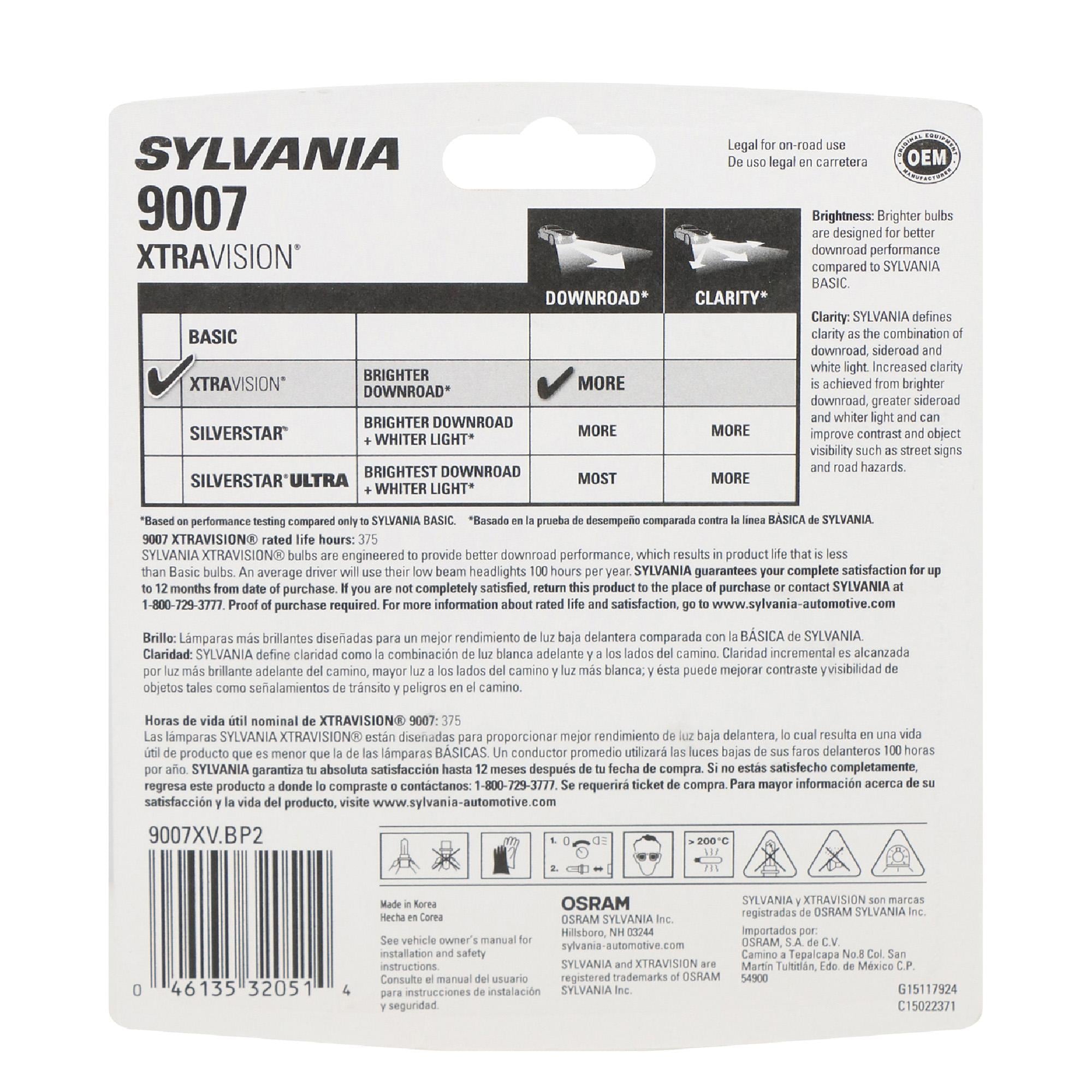 Sylvania XtraVision Headlight Bulb 9007XV-2