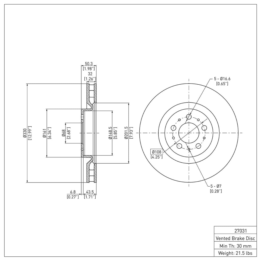 R1 Concepts Disc Brake Rotor ERE-27031