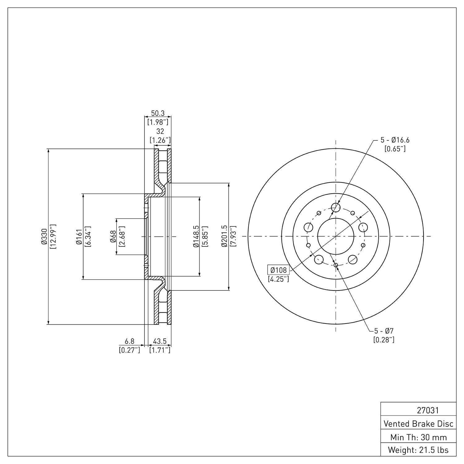 R1 Concepts Disc Brake Rotor ERE-27031