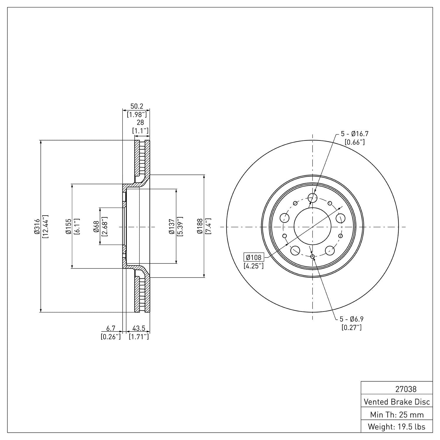 R1 Concepts Disc Brake Rotor ERE-27038