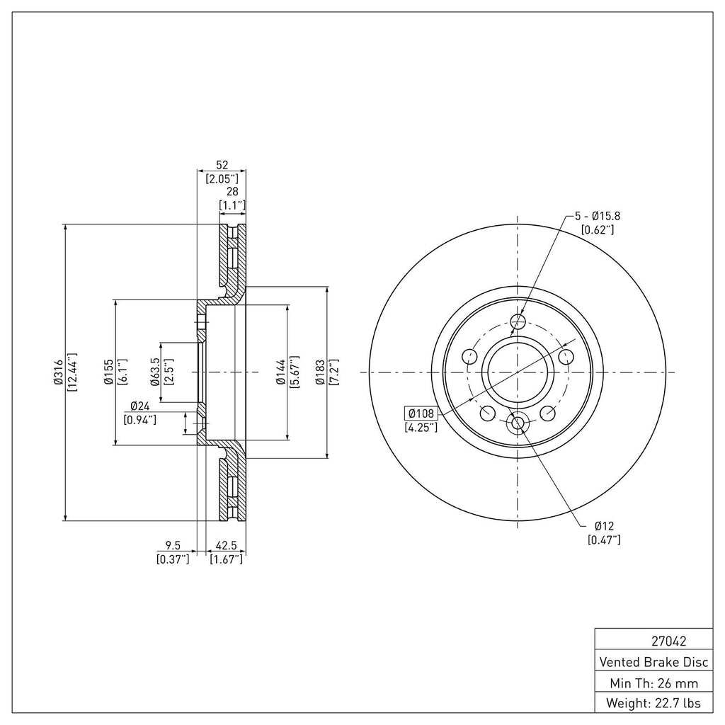 R1 Concepts Disc Brake Rotor ERE-27042