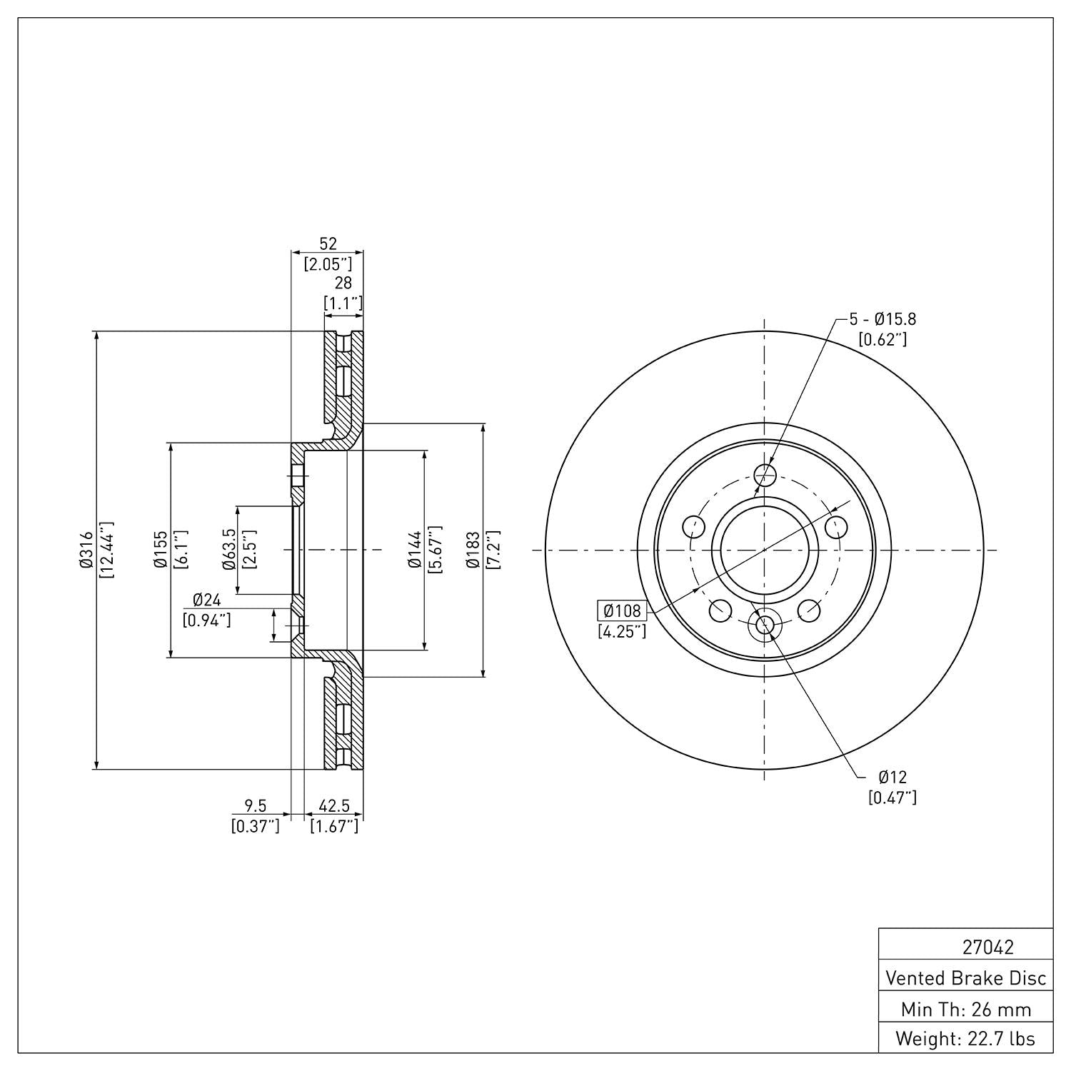R1 Concepts Disc Brake Rotor ERE-27042