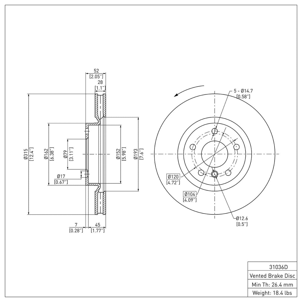 R1 Disc Brake Rotor ERE-31036D