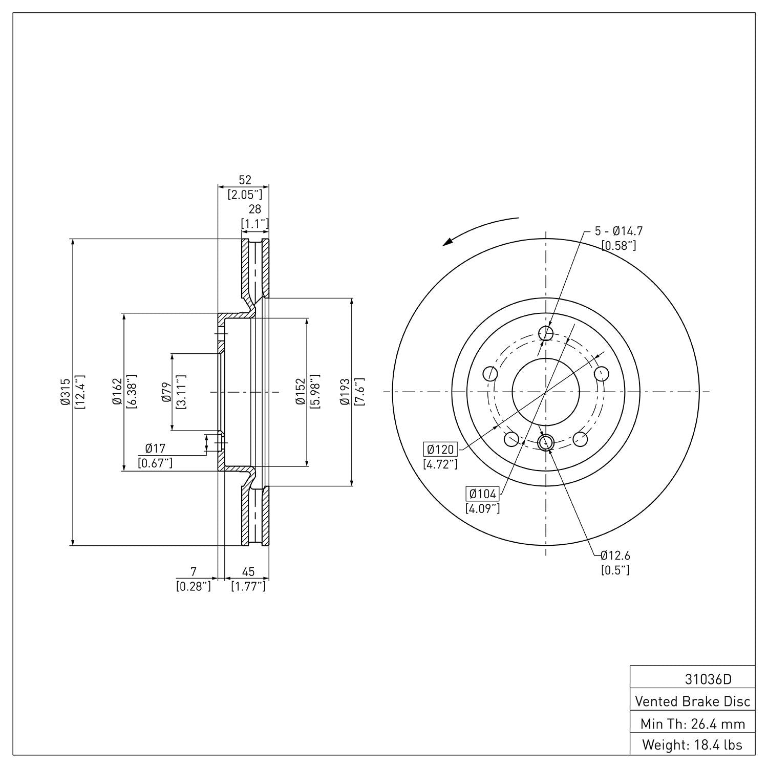 R1 Disc Brake Rotor ERE-31036D