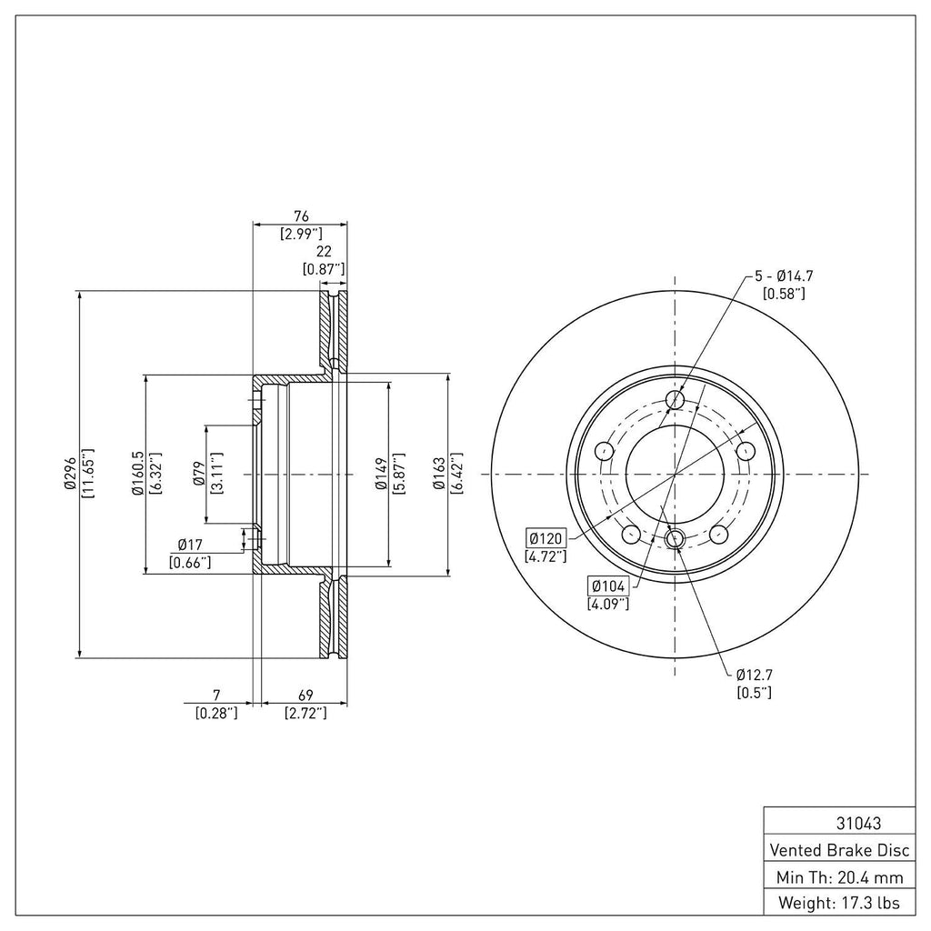 R1 Concepts Disc Brake Rotor ERE-31043