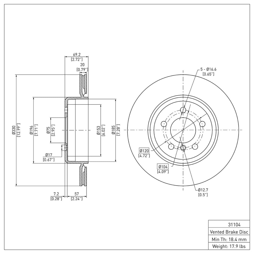R1 Concepts Disc Brake Rotor ERE-31104