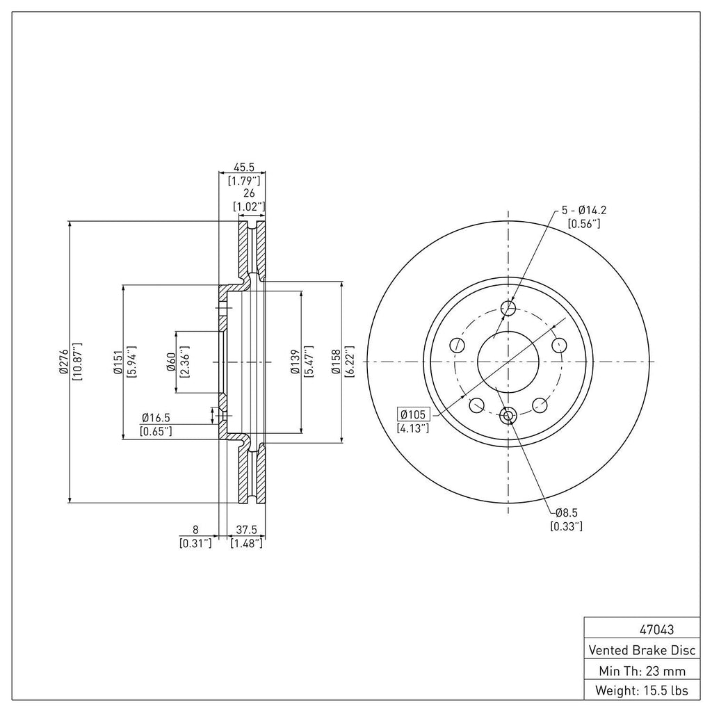 R1 Concepts Disc Brake Rotor ERE-47043