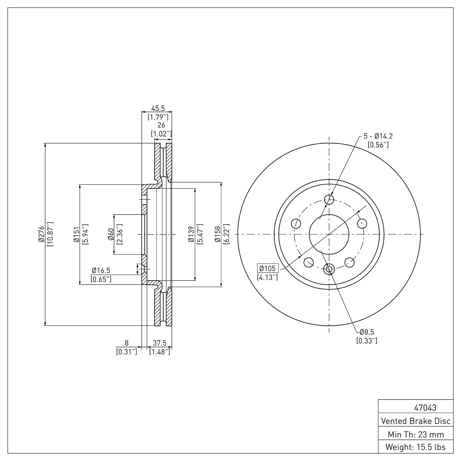 R1 Concepts Disc Brake Rotor ERE-47043