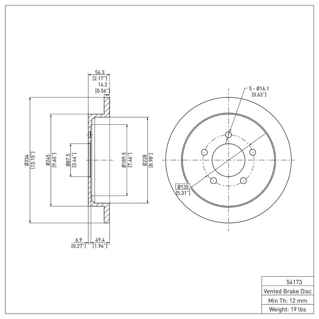 R1 Concepts Disc Brake Rotor ERE-54173
