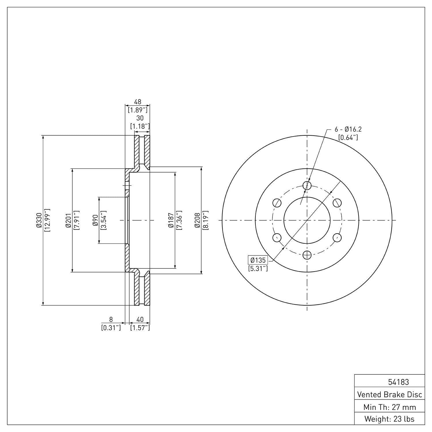 R1 Concepts Disc Brake Rotor ERE-54183