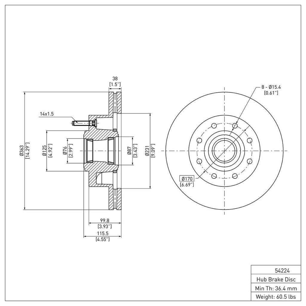 R1 Concepts Disc Brake Rotor ERE-54224