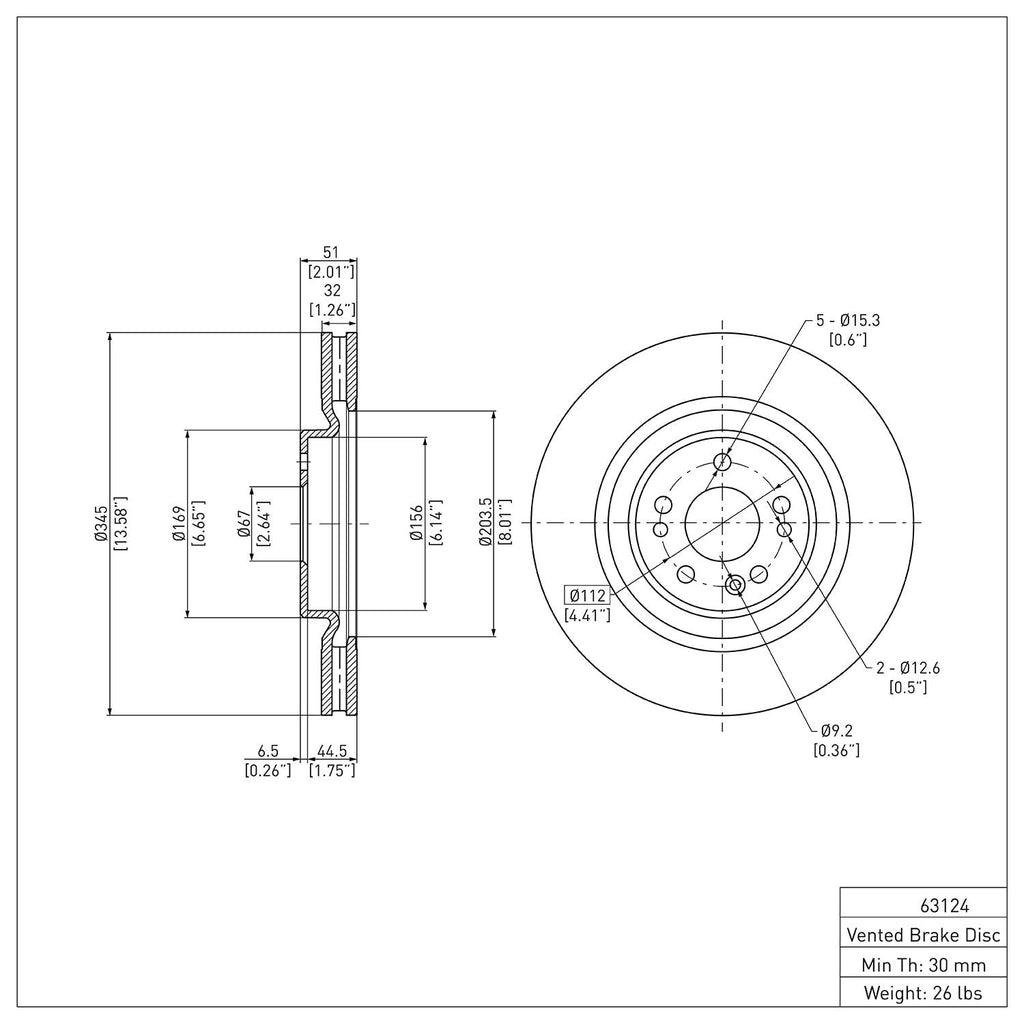 R1 Concepts Disc Brake Rotor ERE-63124
