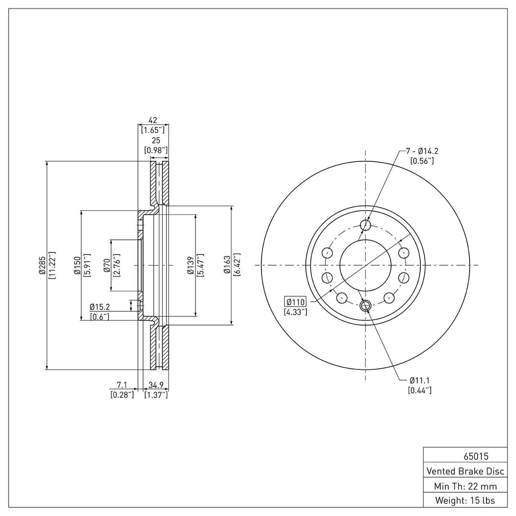 R1 Concepts Disc Brake Rotor ERE-65015