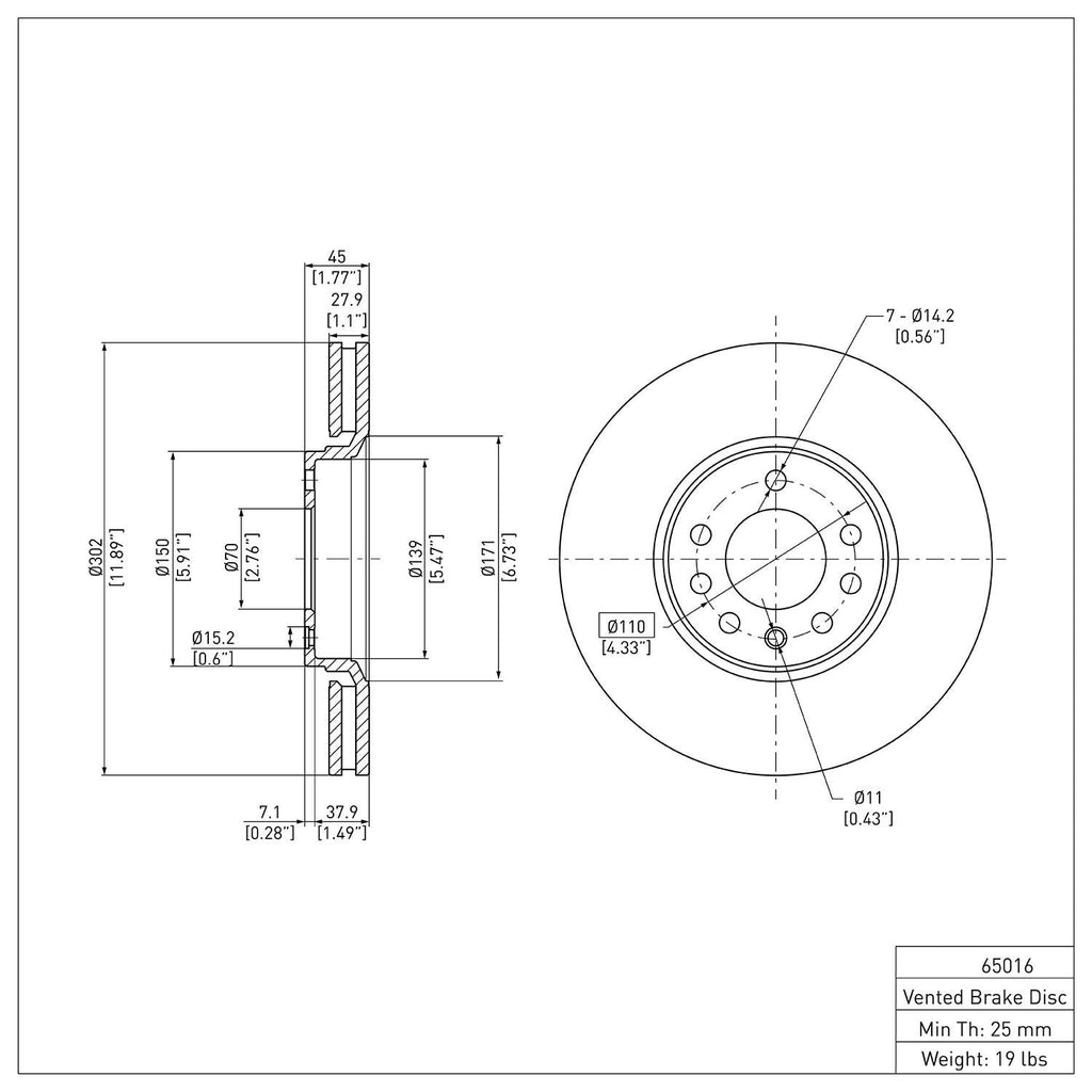 R1 Concepts Disc Brake Rotor ERE-65016